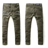 balmain slim-fit biker jeans fashion green